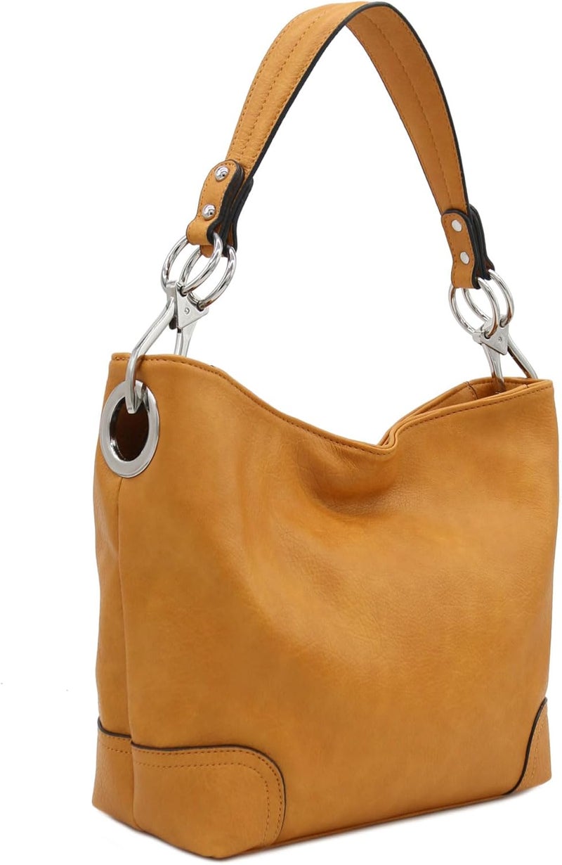 Alyssa Hobo Shoulder Bag with Big Snap Hook Hardware - Image 1